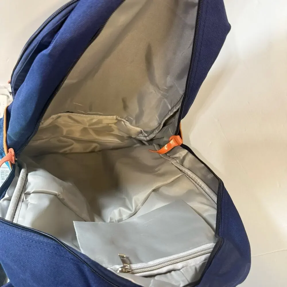 Blue & Tan Unisex Backpack Large School Travel Bag with Laptop Sleeve NEW